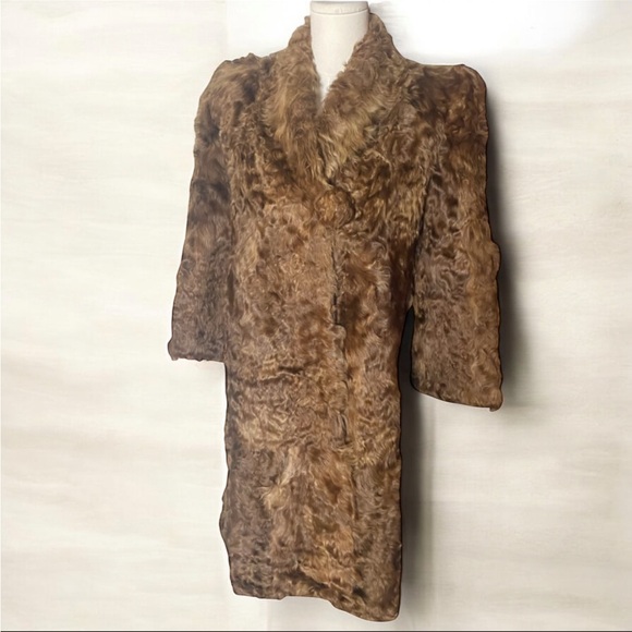 Vintage 80s/90s Astrakhan Karakul
Persian Lamb Fur Coat M/L - Fur
Button & Pads - Picture 2 of 12